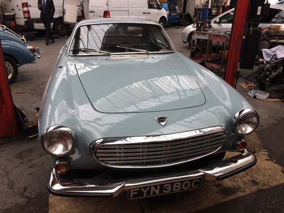 Classic Car The Volvo P1800 In For Repairs At 1st Class Garage Brighton